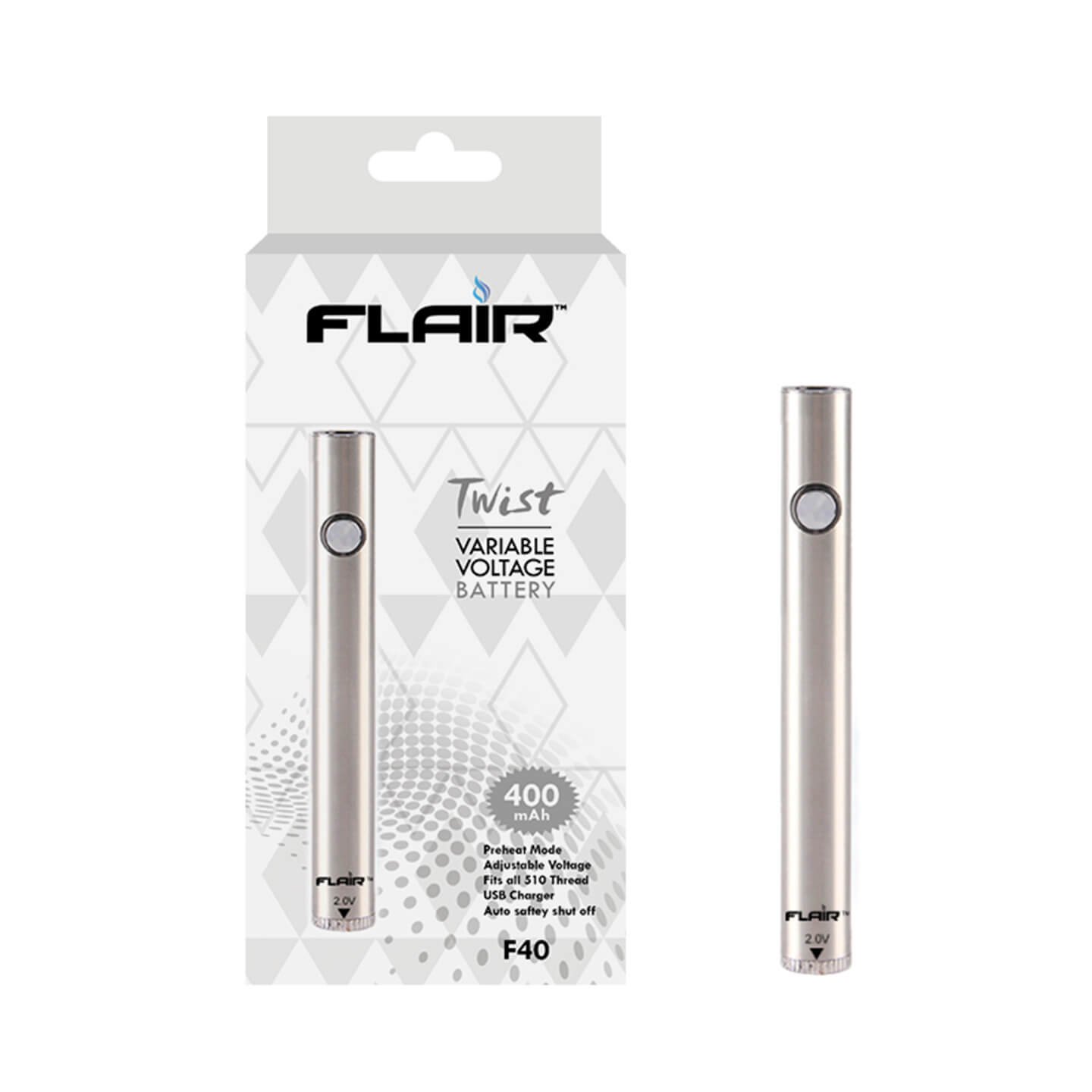 Flair Twist variable voltage battery 400mah(Silver) F40