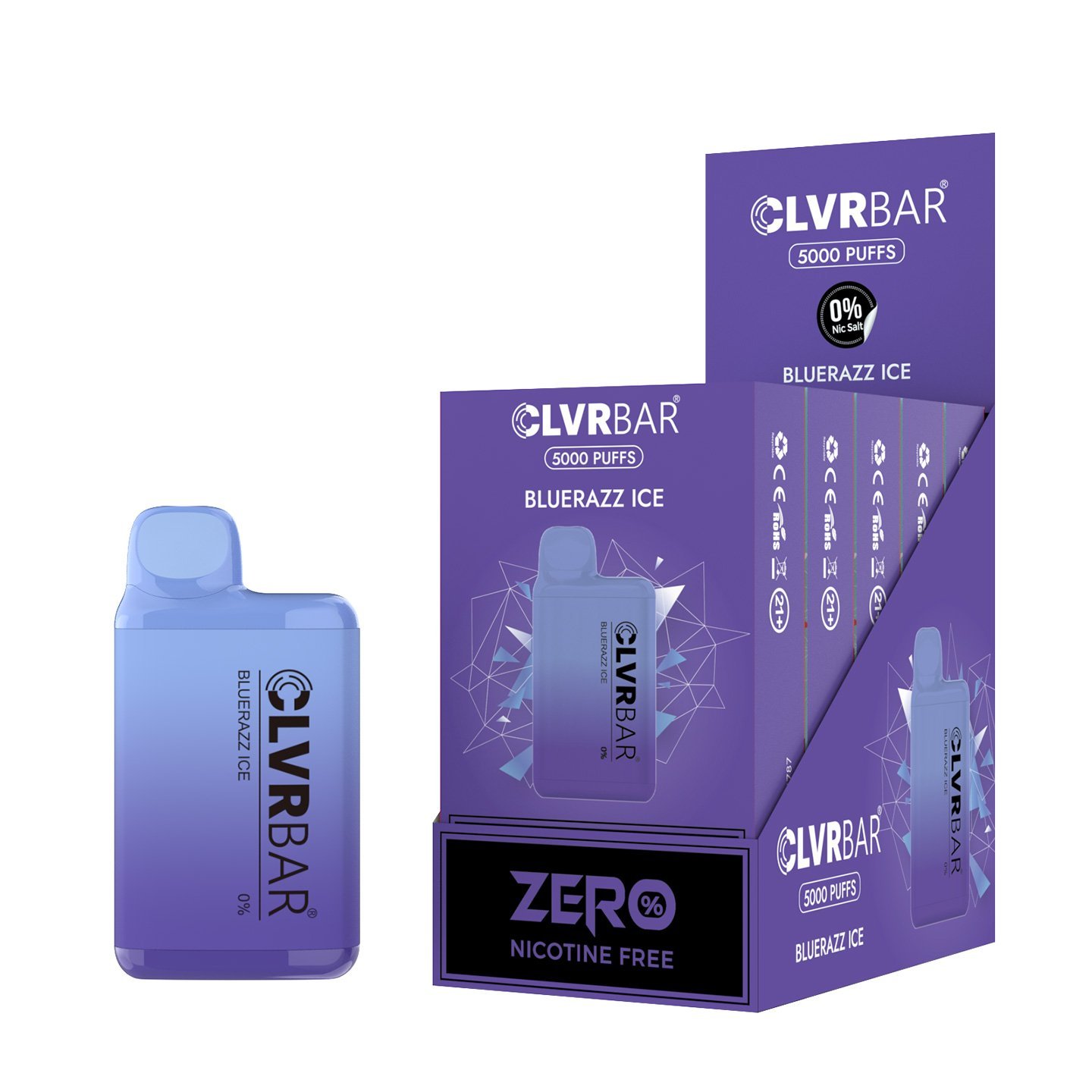 CLVRBAR Zero Nicotine Disposable Device (Bluerazz Ice - 5000 Puffs)