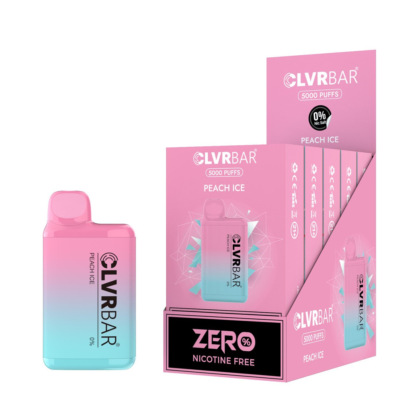 CLVRBAR Zero Nicotine Disposable Device (Peach Ice - 5000 Puffs)