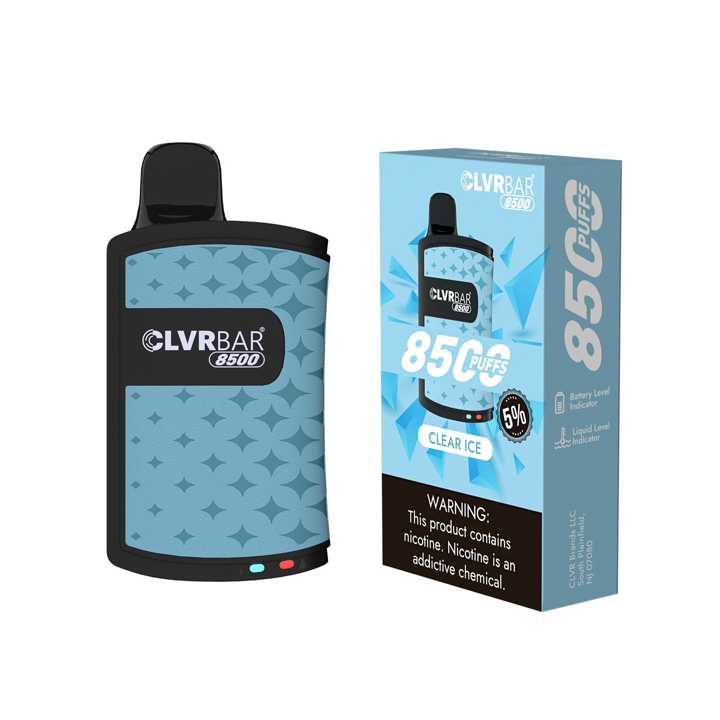 CLVRBAR disposable device 8500 Puffs- Clear Ice