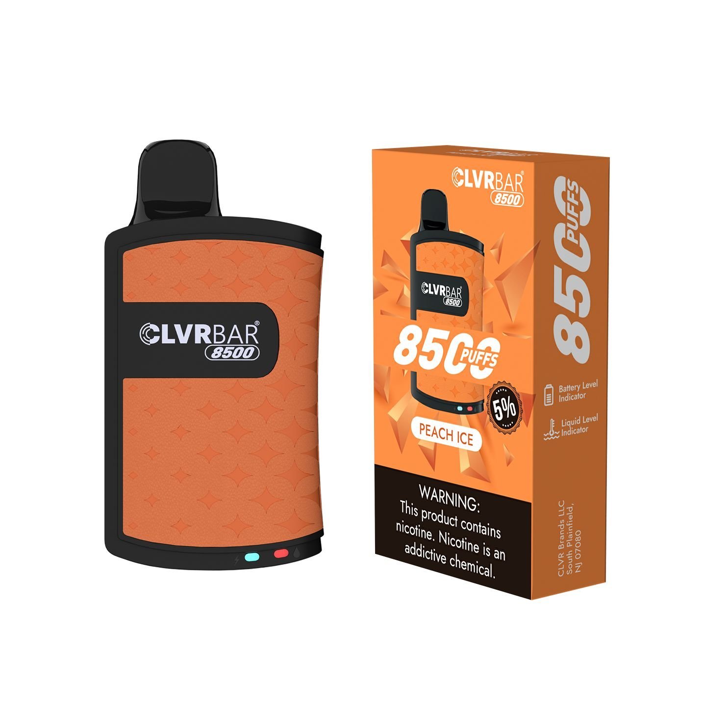 CLVRBAR disposable device 8500 Puffs- Peach Ice